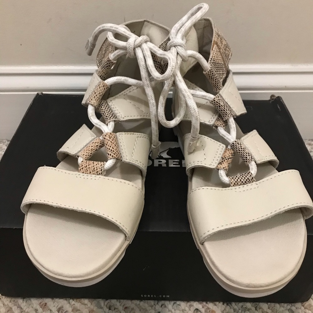 🆕 SOREL x Anthropologie cream leather sandals - Picture 4 of 8